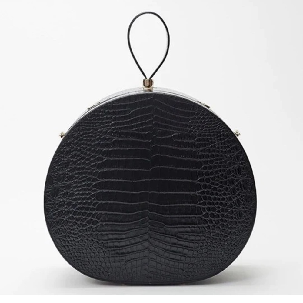 Freya - Poppy Hat Box in Black Croc